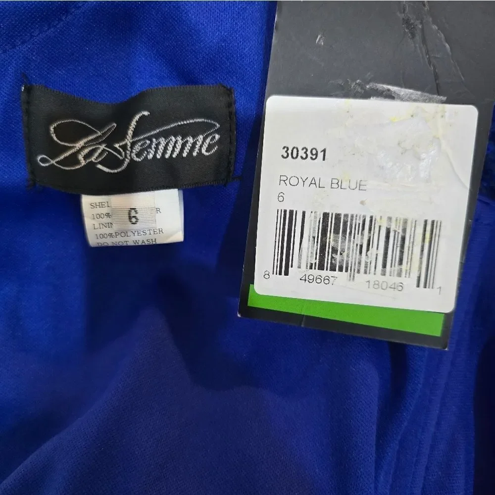 La Femme 30391 One Shoulder Sequined Gown with Slit NWT size 6 Royal Blue
